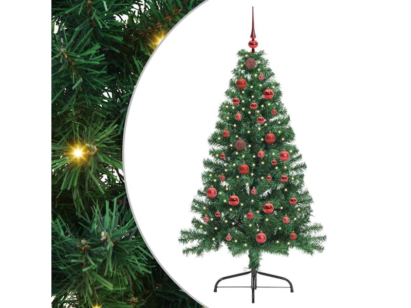  Sapin de noël artificiel, arbre de noël pré-éclairé vert 150 cm pvc shl5390  - Conforama A