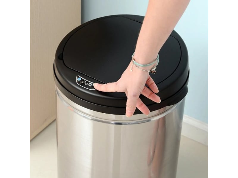  Poubelle automatique à capteur ir 30 l, ronde, en inox, avec bac intérieur amovible  - Conforama E