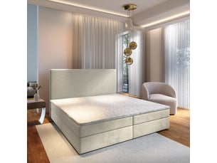 Lit avec rangement 180x200 cm <strong>MASSENO</strong> <strong></strong> coloris beige