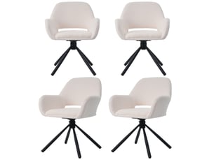 Chaises de salle à manger lot de 4 pivotantes avec accoudoirs  - assise rembourrée, tissu sherpa - blanc