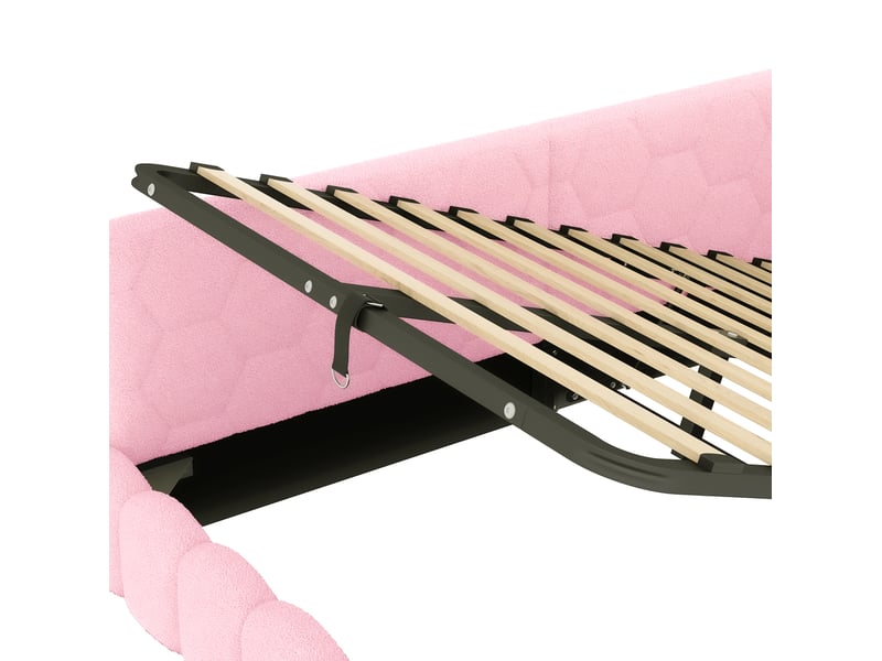  Lit banquette coffre 90x200 cm rose avec rangement hydraulique, led, usb et type-c  - Conforama R