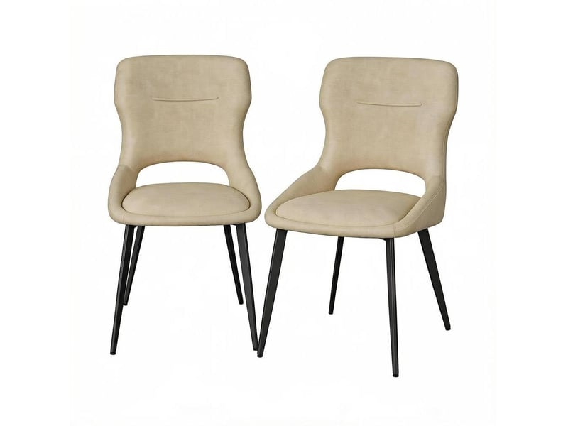  Lot de 2 chaises de salle à manger 48x45x86cm, kaki, métal, dossier ajouré, design moderne  - Conforama A