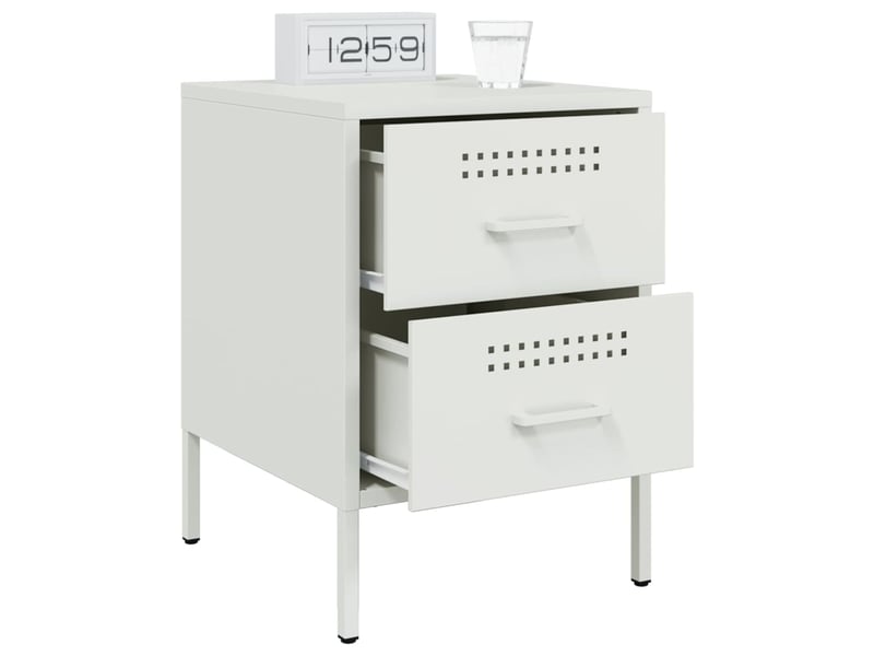  Table de chevet - cabinet de chevet - table de nuit blanc 36x39x50,5 cm acier  - Conforama D