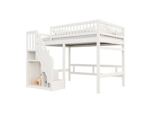 Lit mezzanine 140x200 cm <strong>MERAX</strong>  <strong>lit enfant blanc</strong> coloris blanc