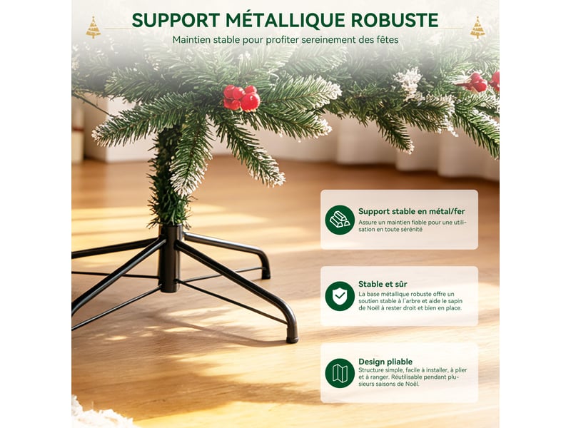 Homavo xms-t2 sapin de noël artificiel 150 cm – sapin de noël de 150 cm, adapté à la maison, au jardin, aux centres commerciaux, aux hôtels, aux fêtes et à d’autres décors de noël. - Conforama E