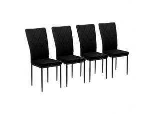 Chaises de salle à manger lot de 4 à dossier haut ergonomique  - structure métal, velours noir