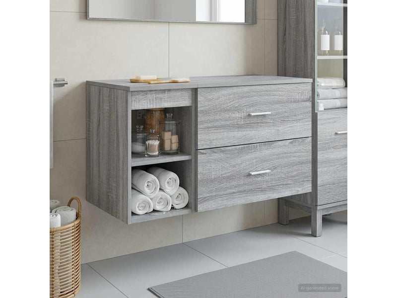  Ensemble de mobilier de salle de bain 2 pcs sonoma gris shl8302  - Conforama B