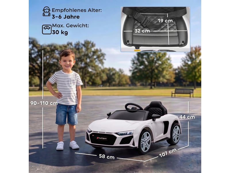 Voiture électrique pour enfants audi r8 12v avec télécommande blanche - Conforama E