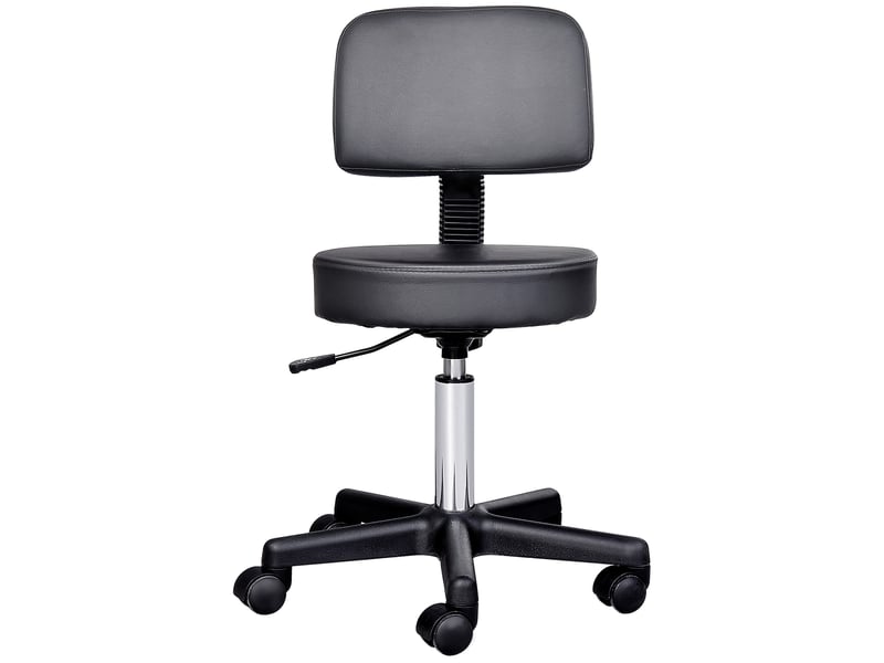  Tabouret massage a roulettes reglable en hauteur pivotant avec dossier ergonomique noir  - Conforama B
