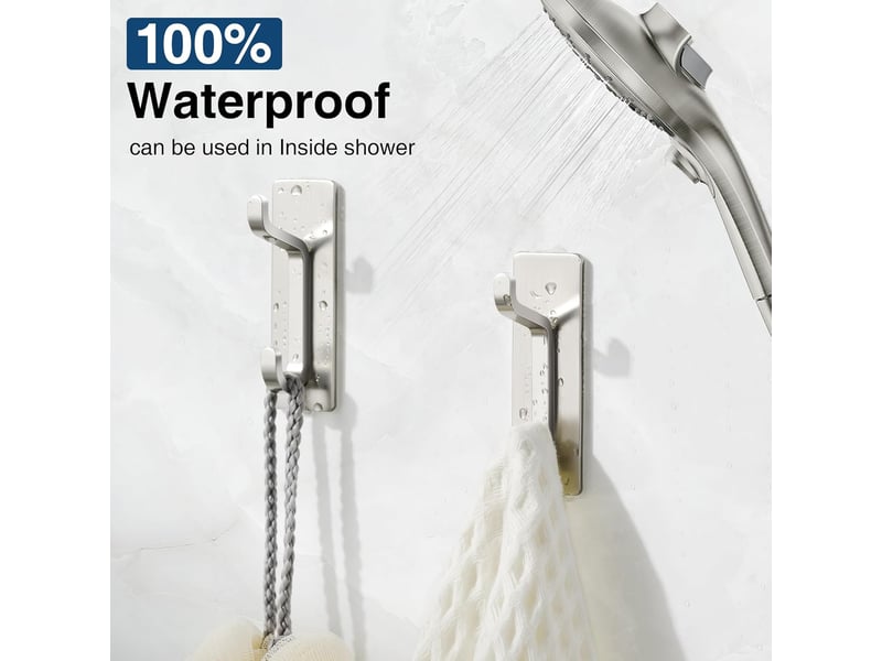  Sakae crochet serviettes cuisine, adhésif mural sans perçage, imperméable, antirouille, argenté, 4 pièces  - Conforama E