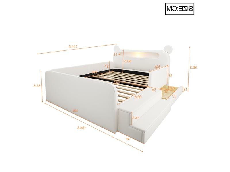  Lit enfant - rangement - 140x200 cm - rangements - simili cuir - blanc BUYDEEMEUS - Conforama C