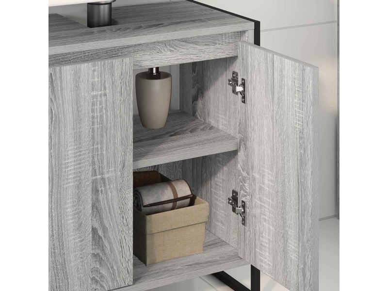  Cabinet de salle de bain, meuble de rangement gris sonoma 60x30x60 cm  - Conforama D