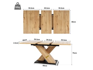 119-158 table à manger extensible avec rangement, design moderne, structure fonctionnelle pour cuisine et salle à manger