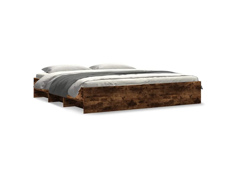  Lit double- lit adulte -  cadre de lit sans matelas chêne fumé 200x200 cm bois ingénierie  - Conforama A
