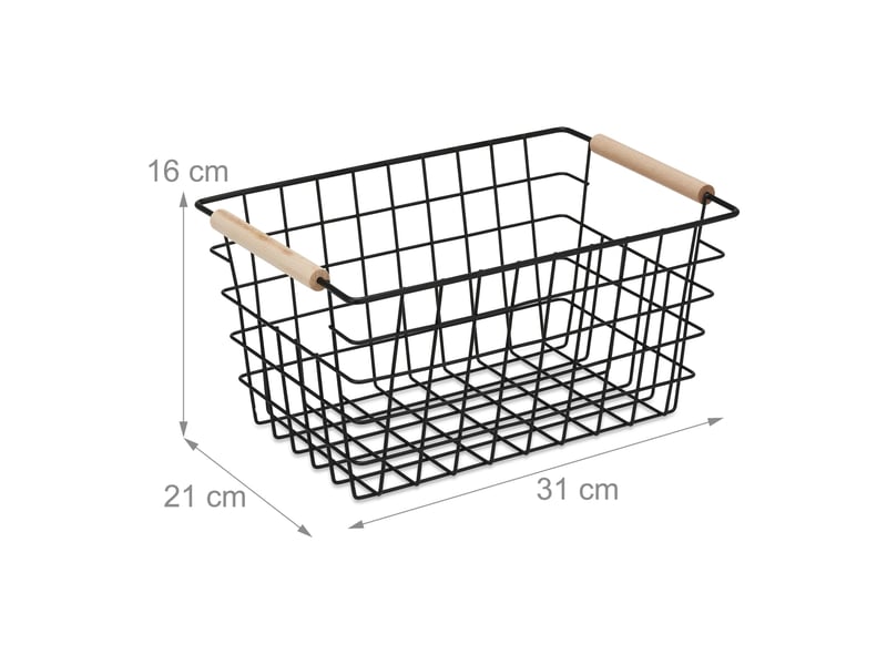  Lot de 2 paniers de rangement rectangulaires design élégant salle de bain 16 x 31 x 21 cm en métal noir 13_0015902  - Conforama A