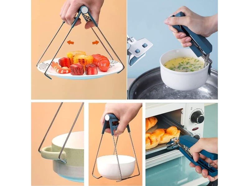  Pince à four, 1 pcs anti-brûlure bol clip, 1 pcs pince pour bol chaud avec pp poignée antidérapante pour four à vapeur portable ERFDS-GXD00907-GXD - Conforama E