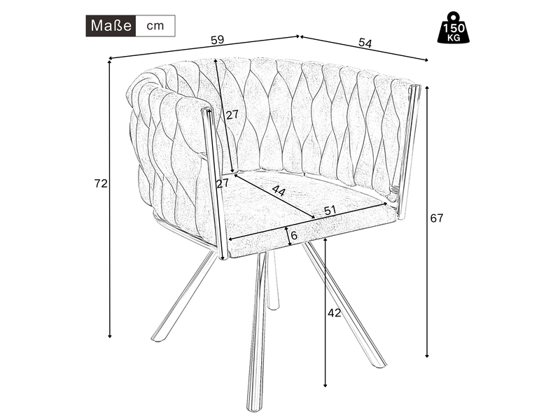  Lot de 6 chaises de salle à manger en velours, doré+gris, chaises pivotantes avec pieds en structure métallique  - Conforama C