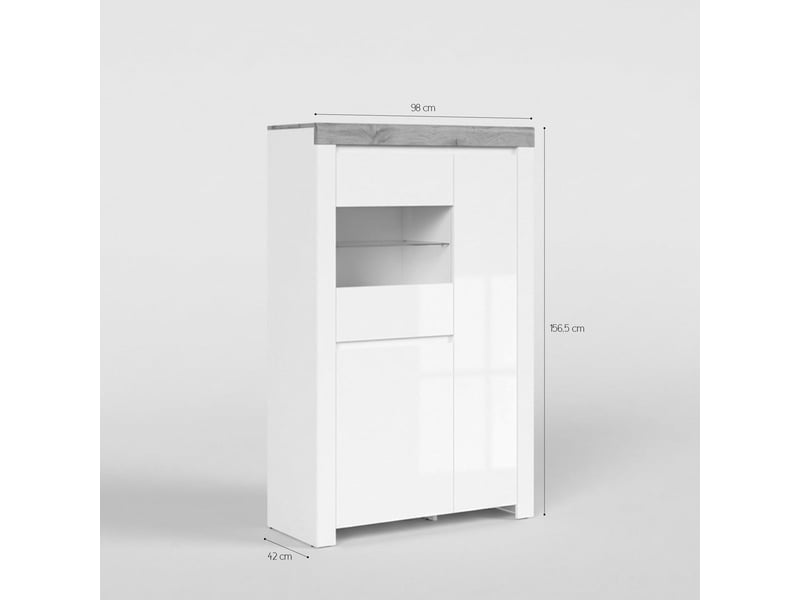  Vitrine haute 2 portes avec étagère en verre holten  - Conforama E