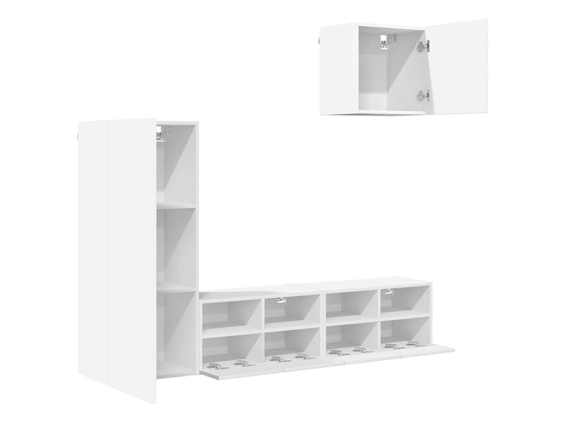  Meuble tv - unités murales tv 4 pcs blanc bois d'ingénierie  - Conforama D