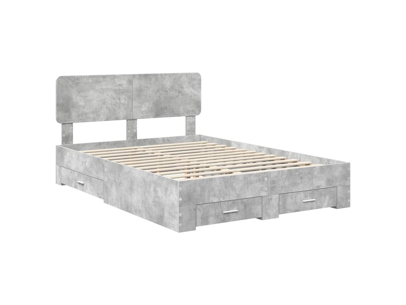  Lit double- lit adulte -  cadre de lit gris béton 150 x 200 cm bois d'ingénierie  - Conforama C