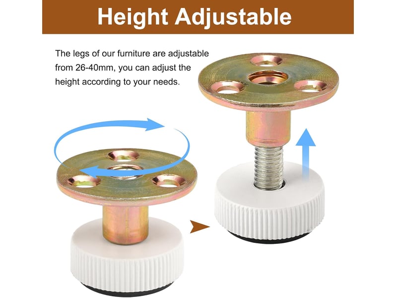  Stabilisateurs de lit réglables 29-42mm lot 4 - télescopiques avec vis pour cadres, tables et armoires  - Conforama D