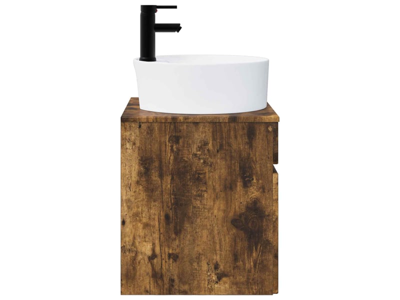 Meuble de lavabo mural, rangement salle de bain chêne fumé 49x44.5x65 cm - Conforama C
