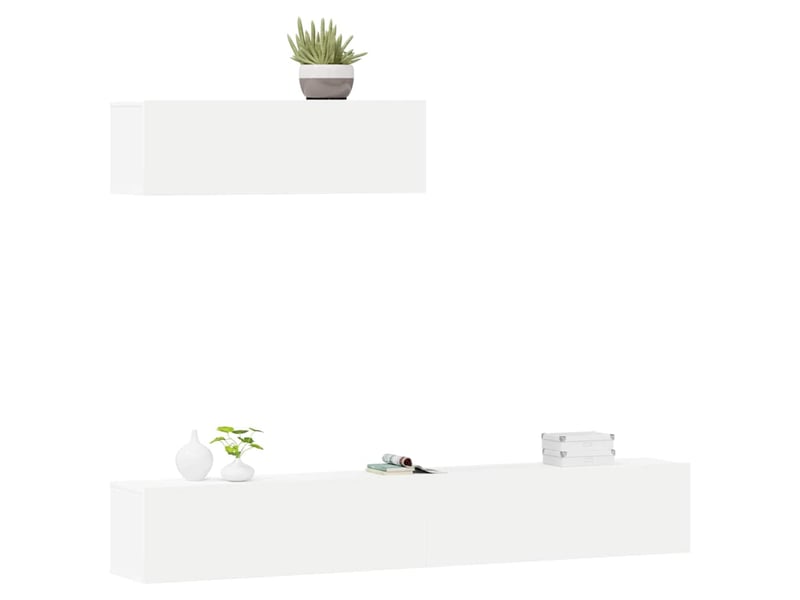  Ensemble de meubles tv - banc tv - meuble de rangement 3 pcs blanc bois d'ingénierie  - Conforama C