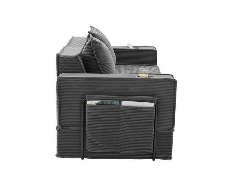 Canapé convertible, canapé-lit – avec pouf, 2 places, avec rangement, en tissu, porte-gobelets  - Conforama B