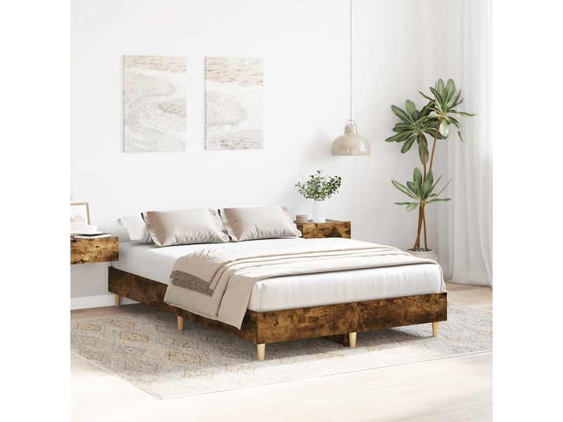  Lit double- lit adulte -  cadre de lit sans matelas chêne fumé 120x190 cm bois ingénierie  - Conforama B