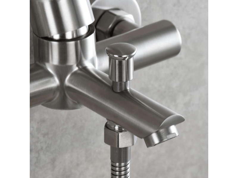  Corps de robinet de baignoire triple, acier inoxydable 304, argent brossé  - Conforama E