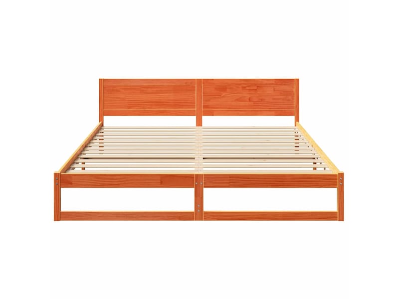  Lit double- lit adulte -  cadre de lit avec tête de lit brun  200 x 200 cm pin massif  - Conforama D
