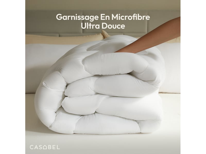  Casabel couette hiver grand froid, garnissage 700gm², ultra chaude, microfibre douce et respirante, 140x200cm, blanc Grand Froid Nuage Blanc - Conforama E