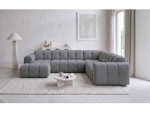 Canapé d'angle droit fixe MIUFORM Picco 8 places Tissu Gris