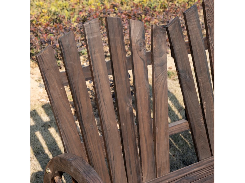 Banc de jardin 2 places en bois 108x66x95 cm – marron foncé – dossier incurvé et accoudoirs rustiques - Conforama E