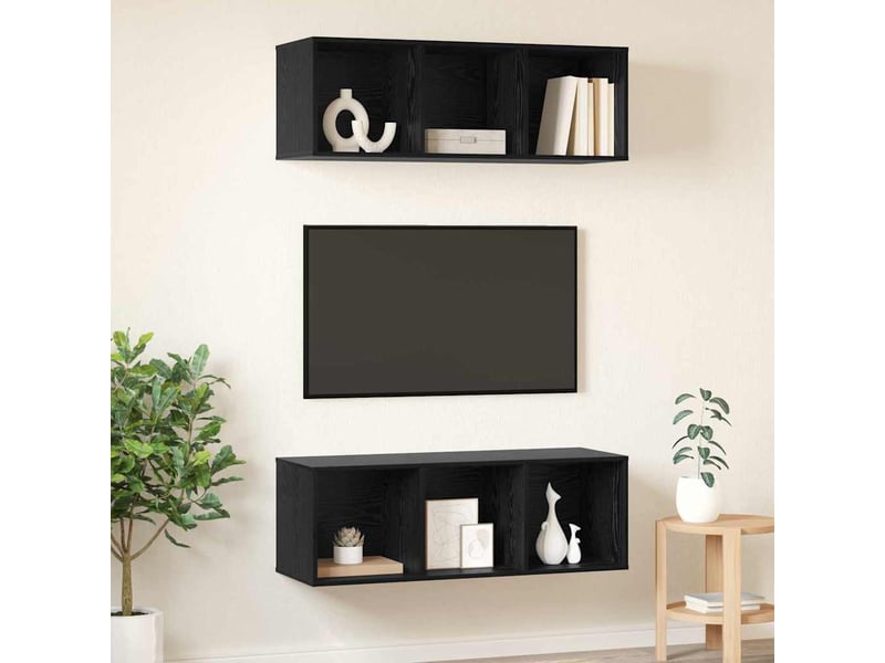  Ensemble meuble tv - banc tv - meuble de rangement 2 pcs chêne noir bois d'ingénierie  - Conforama D