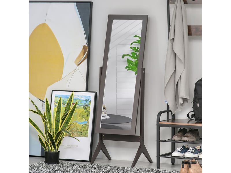  Miroir en pied grand miroir de sol réglable inclinaison pour dressing chambre dim. 47l x 46l x 148h cm en café  - Conforama R