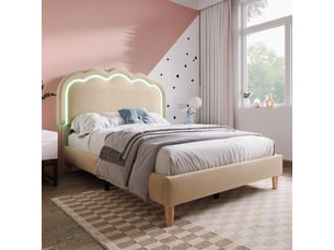 Lit simple 90x190 cm KORFEE   coloris beige