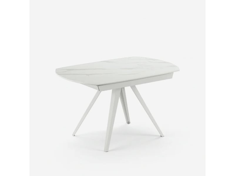  Table extensible en céramique et métal glide - blanc - marbre calacatta  - Conforama A