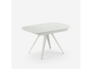 Table extensible en céramique et métal glide - blanc - marbre calacatta