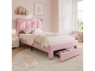 Lit avec rangement 90x200 cm <strong>OOIILLEE</strong>  <strong></strong> coloris rose