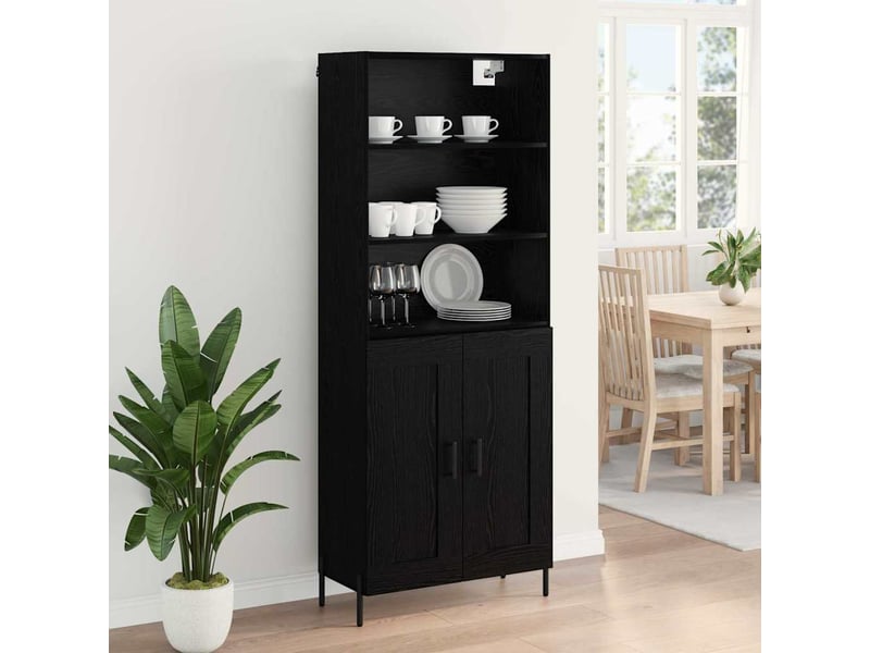  Buffet - haut armoire chêne noir 69,5 x 34 x 180 cm bois d'ingénierie  - Conforama D