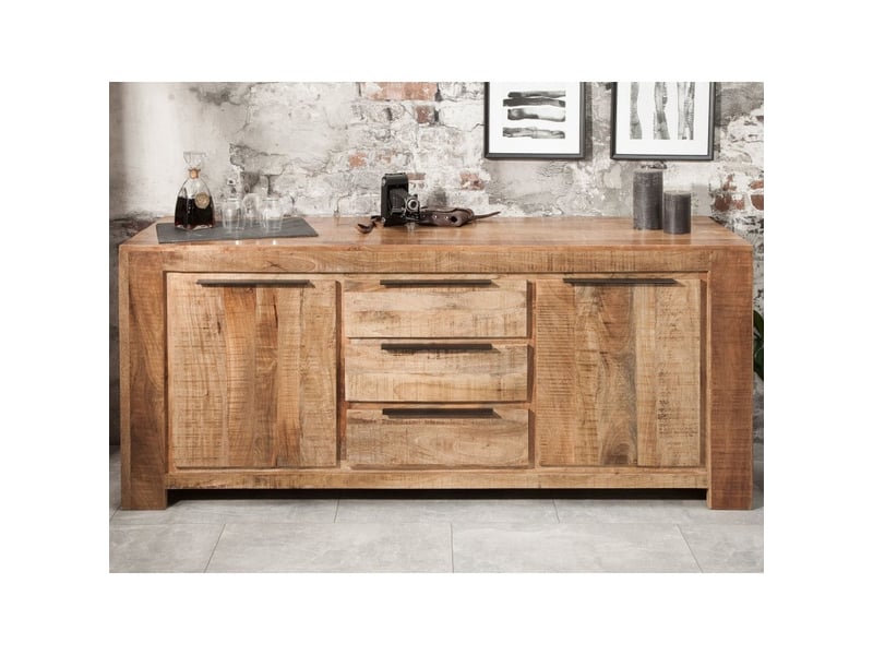  Buffet loden 174 cm en bois massif de manguier – 2 portes, 3 tiroirs et nombreux rangements  - Conforama D