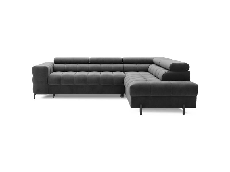  Canapé d'angle droit convertible gris foncé 5 places ferrum assise confort 276x93x200cm  - Conforama A