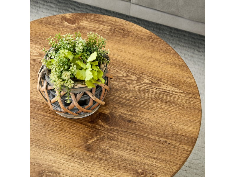  Table basse ronde 60x60x35 cm, table d'appoint, pour salon, balcon, chambre, plateau 2,5 cm, 120 kg, mdf, couleur bois  - Conforama D