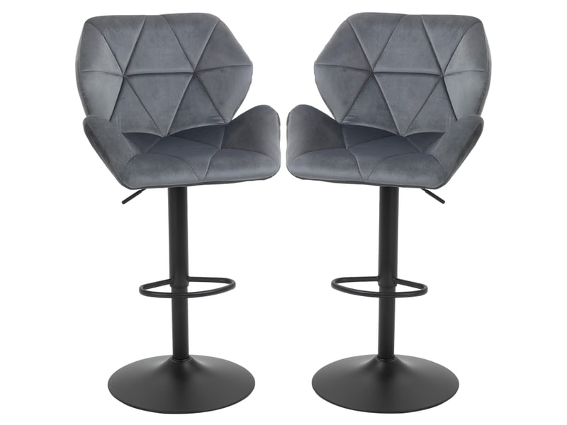  Lot de 2 tabourets de bar réglables,57x58x97-117 cm,pivotants,polyester,gris  - Conforama A
