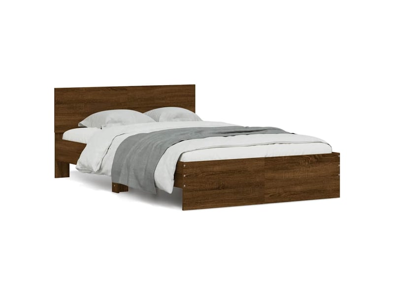  Lit double- lit adulte -  cadre de lit sans matelas chêne marron 135x190 cm  - Conforama A