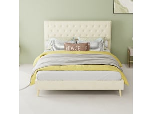 Lit 2 places 140x200 cm coloris beige