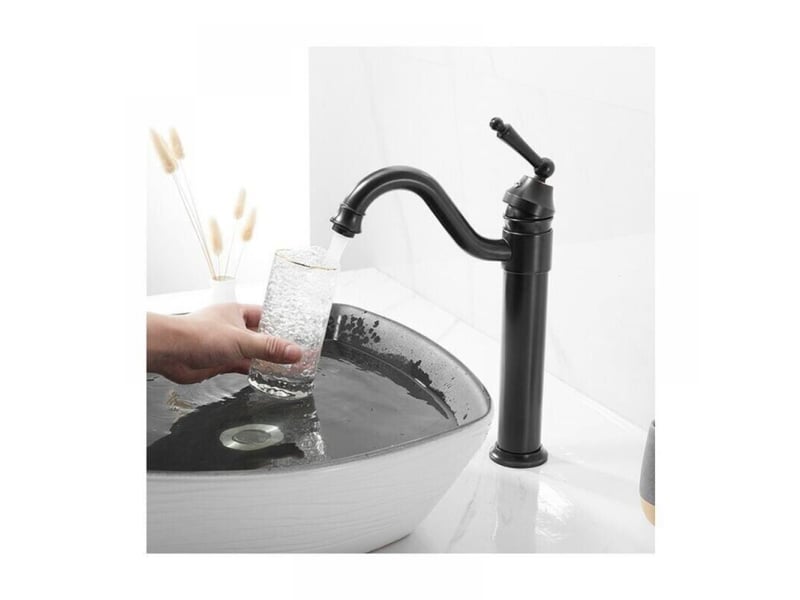 Robinet de lavabo haut noir mat - avec bonde - noir mat PB313833 - Conforama C