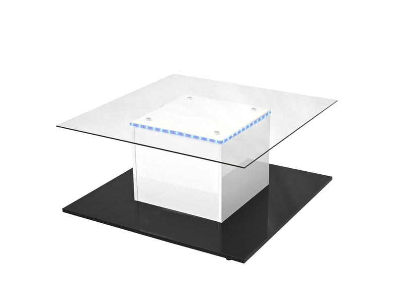  Table basse, table basse en verre brillant, table basse mobile avec roulettes pivotantes  - Conforama D