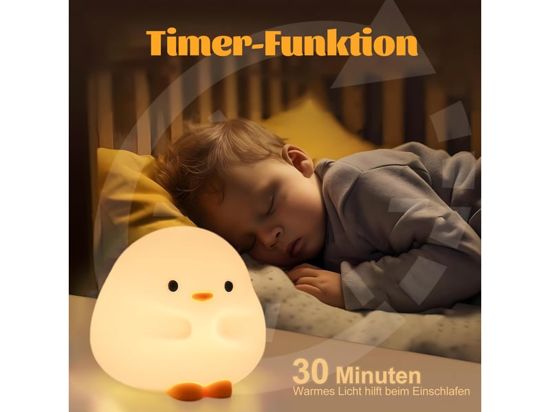  Veilleuse canard en silicone souple, rechargeable usb, jusqu’à 50 h d’autonomie, minuterie  - Conforama D